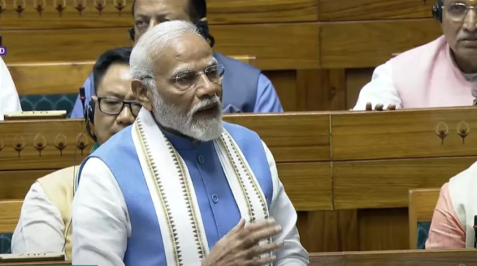 PM Modi replied to the President's address in the Lok Sabha today